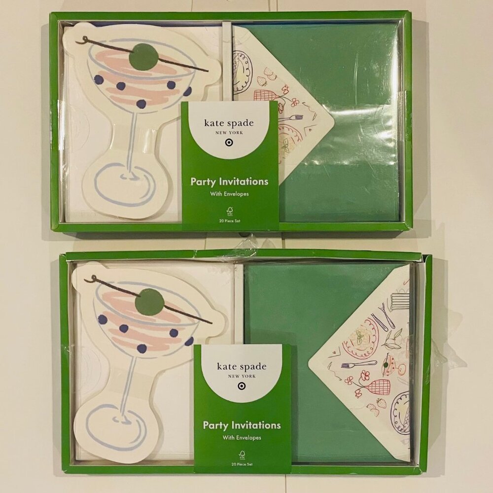 20ct Party Invitations Cream/Green/Pink - kate spade new york x Target set of 2